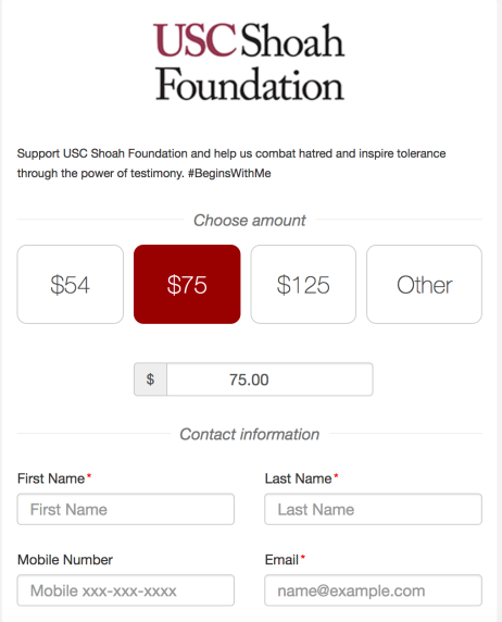 USC Shoah Foundation Mobile Giving